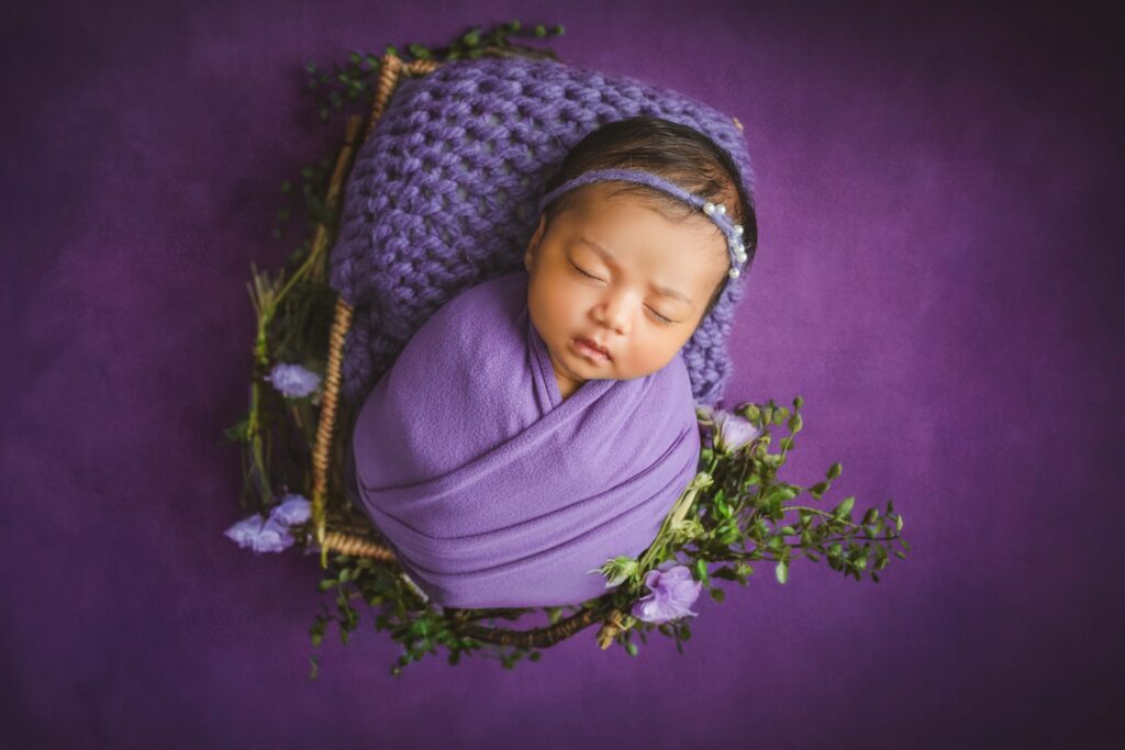 wrapped newborn girl